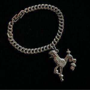Poodle Charm Bracelet Gold Tone Vintage 50s Look  Chain